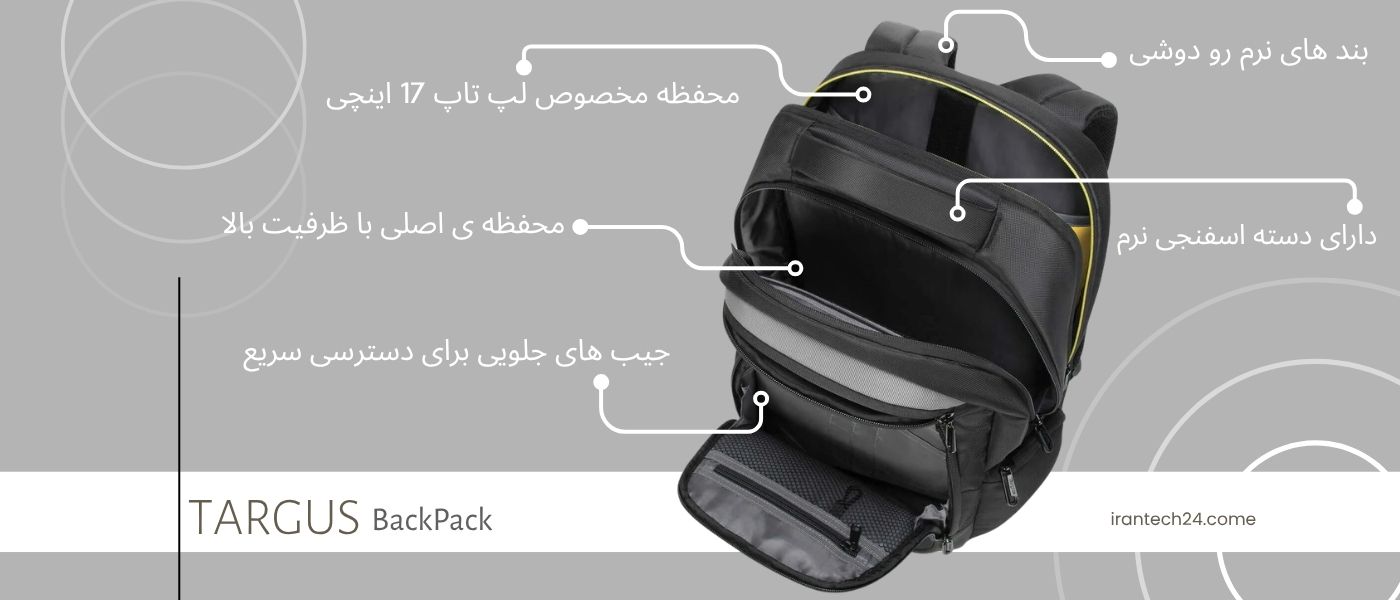 کوله پشتی تارگوس مدل Targus CityGear-TCG460GL مناسب لپ تاپ 17 اینچی